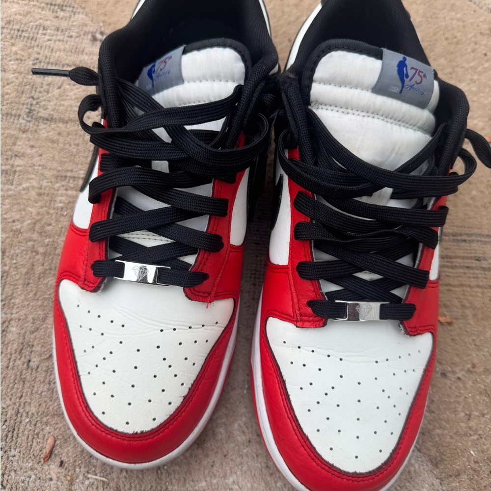 Nike Red and White Sneakers High-Top Leather